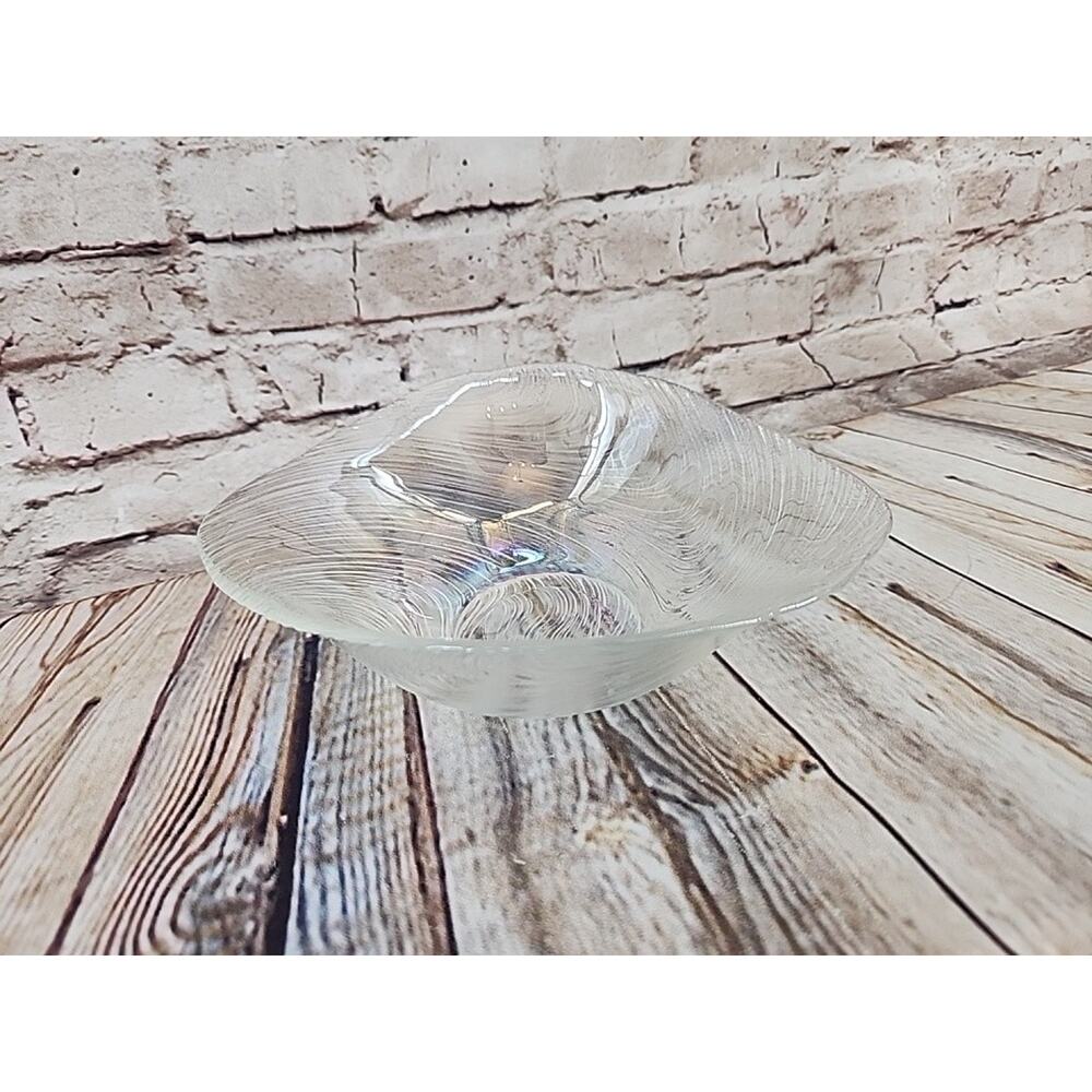 Vintage Clear Iridescent Glass Bowl Textured Bowl Unmarked